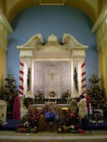 A crib in front of the main altar at the Abbey, Galway, Christmas 2010 