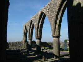 Some of the gothic arches in the ruined nave, Claregalway Abbey.