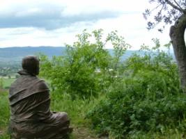 Contemplating creation next to the church of San Damiano, Assisi