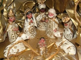 Epiphany at the crib with beautiful Central American figures in a family home, Bray, Co. Wicklow