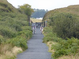 Cyclists on the Great Western Greenway in Co. Mayo, Ireland