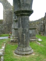 One of pillars supporting the arches in the nave of the friary church as Kilcrea