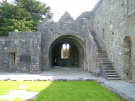 Looking across cloister garth to the chapter room, Ennis Friary, Co. Clare